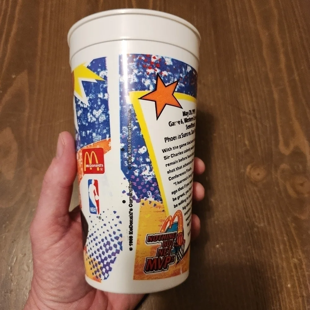 Vtg 1994 McDonalds Nothing But Net MVP's Charles Barkley, Phoenix Suns Cup NICE